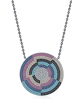 摩典S925纯银黑金色满钻锁骨链女