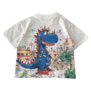 男童短袖t恤2025新款洋气男孩卡通恐龙半袖上衣儿童夏季纯棉透气t