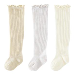 童泰婴儿长筒袜男女宝宝袜子儿童花边无骨宽口袜抗菌高筒袜3双装