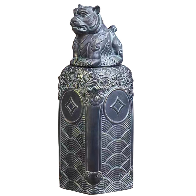 仿青铜陶瓷酒瓶景德镇可收藏复古