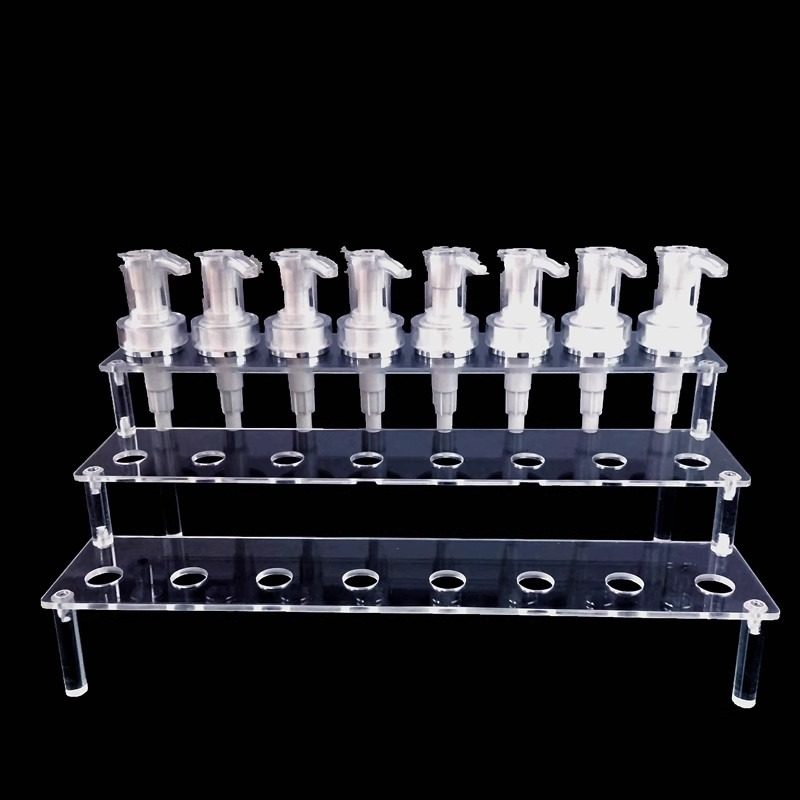 亚克力多层可拆透明鸭嘴泵头喷头展架塑料泵头收纳展示小工具货架