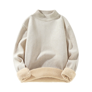 猫人加绒毛衣男款冬季2025新款半高领加厚内搭打底衫男士针织衫J