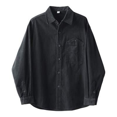 LUUD 日系复古100%纯棉水洗灯芯绒衬衫外套男士秋冬休闲百搭衬衣