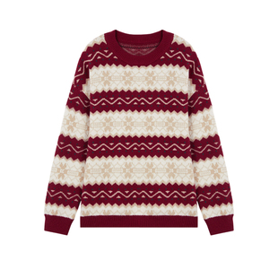 秋水伊人红色新年毛衣女2025新款冬季内搭加厚保暖针织衫女穿搭