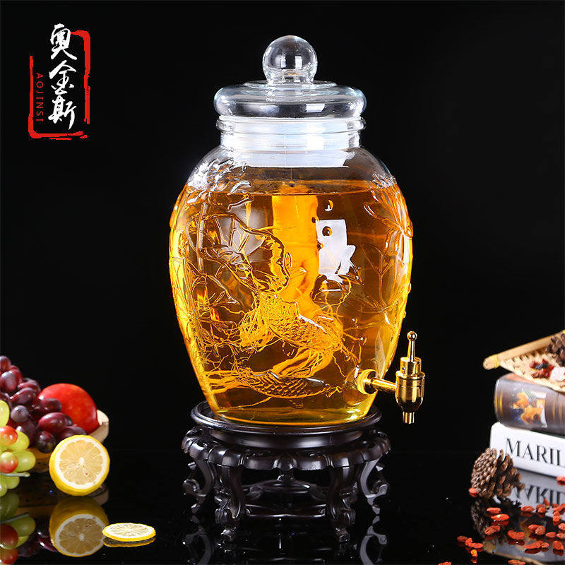 Paojiu Glass Faucet household Wine Jar 5 pounds 10 Paojiu Vintage Dedicated The wine bottle With cover ginseng Earthen jarin the Tableware , Flagon/Wineglass/Wine , Home flagon  category - from Buy2taobao.com to provide professional Taobao agent buy service
