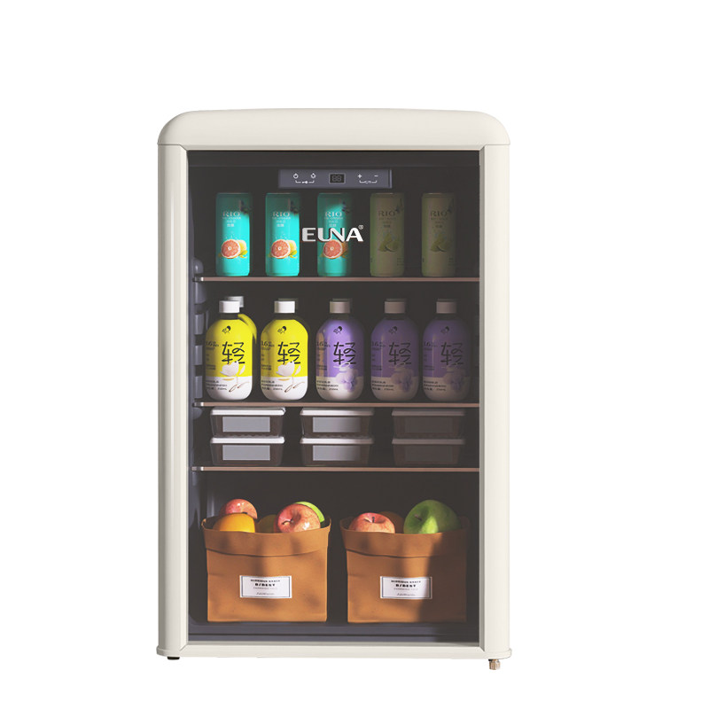 EUNA/优诺 JCS-128C透明玻璃门冰吧小型家用办公室冰吧饮料小冰箱