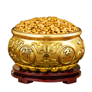 金元宝摆件招财实心沙金迷你小元宝聚宝盆黄铜米缸聚财百福缸礼品
