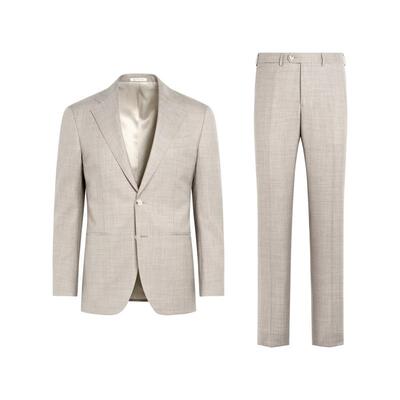 SUITSUPPLY意产面料浅棕色羊毛修身男士西装套装经典