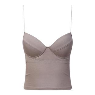 SISTERS售完不补棉质法式赫本领V领文胸一体吊带内搭外穿打底长款