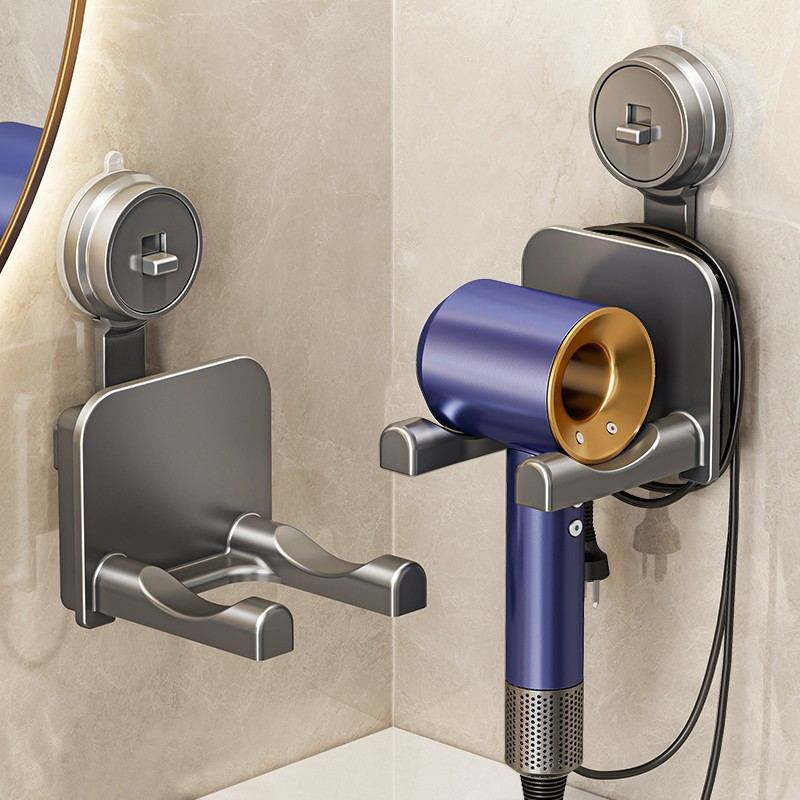 吸盘吹风机置物架免打孔卫生间吹风筒浴室电吹风绕线收纳挂架