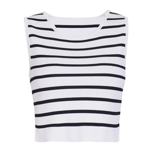 婉甸2025黑白条纹毛织背心百搭风针织衫1241W30XS4YX