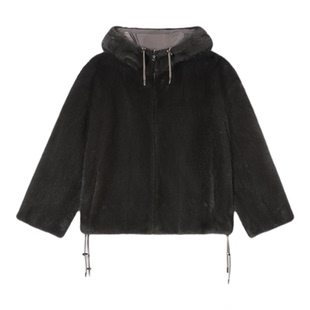 诗篇专选连帽双面穿工装风貂毛皮草外套2025冬款