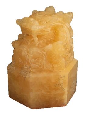 美玉雕天然玉石招财中式玉玺摆件