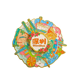 深圳文创冰箱贴金属旋转印象地名龙城广场大运特色纪念品小礼物