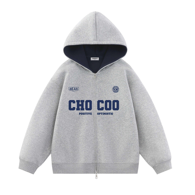 it:CHOCOOLATE美式重磅连帽开衫卫衣男女宽松休闲秋冬情侣款外套