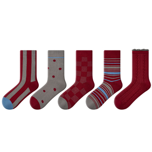 安可拉红袜子女春夏季中筒袜2026新款日系花边袜波点袜子运动长袜