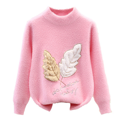 毛衣厚款中大童水貂绒女孩针织衫