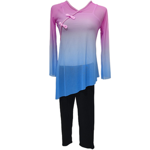 儿童中国风古典舞练功服女弹力网身韵纱衣考级体形服民族舞演出服