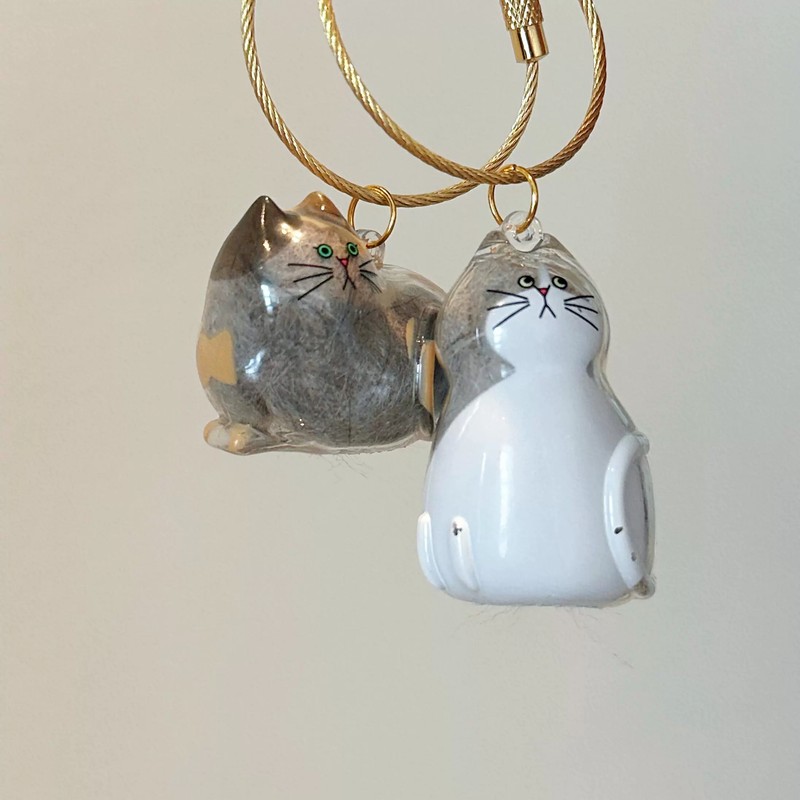 新款透明猫毛收纳吊饰扭蛋猫咪毛发护身符纪念包包钥匙扣可爱挂件