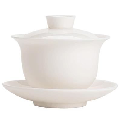 羊脂玉德化白瓷三才盖碗评审茶具