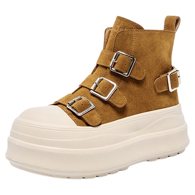 Lee Cooper厚底板鞋女款2026新款春季复古增高加绒保暖高帮休闲鞋