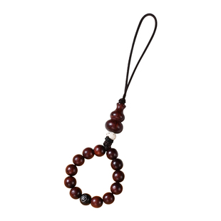 工料买1送1檀木指环手机挂绳沉香圆珠手机链挂件U盘防丢情侣饰品