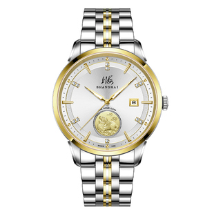 上海牌24K足金貔貅自动机械手表男防水夜光真金钻石表官方旗舰885