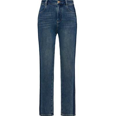 雅莹四面弹烟管直筒牛仔裤