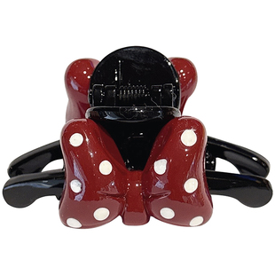 安可拉红波点蝴蝶结碎发抓夹女发卡发夹边夹侧边夹中号前额刘海夹