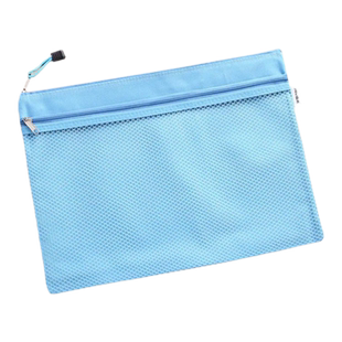杰利A5文件袋 门诊病历本医保卡收纳袋 防水帆布双层资料袋票据拉链袋 韩国透明网眼格布小清新杂物分类袋子
