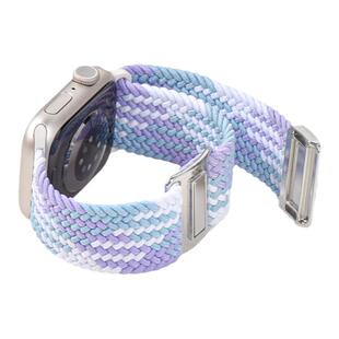 适用applewatch尼龙弹力S11/10表带iwatch创意新款9/8/7/6/SE代编织金属磁吸扣回环表带苹果手表运动表带男女