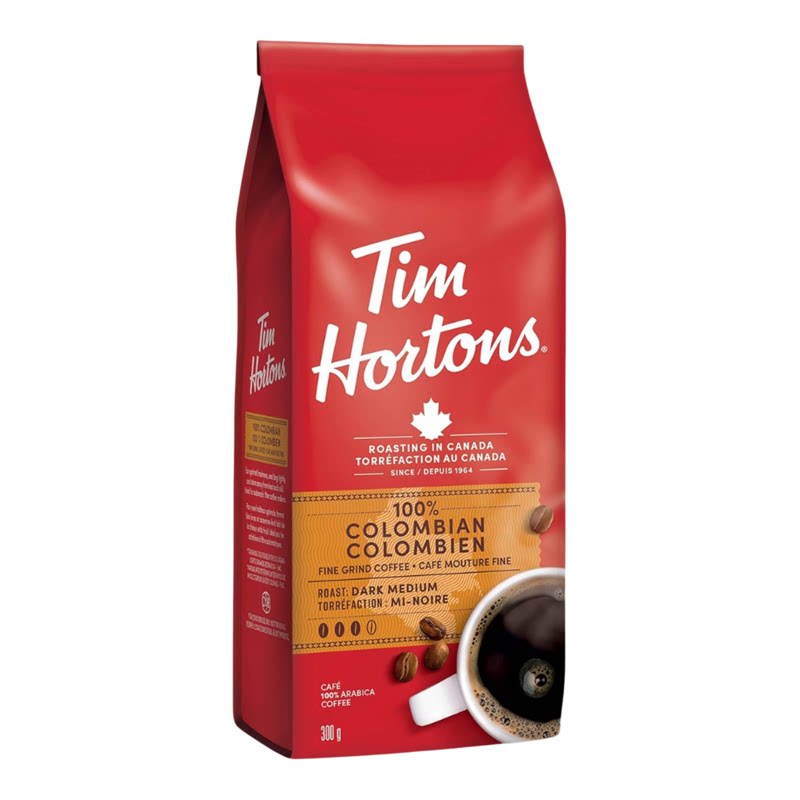 Tim Hortons 哥伦比亚研磨咖啡粉300g中深烘焙醇厚微酸果香浓香版
