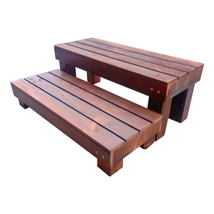 防腐木碳化花架落地脚踏凳实木台阶梯多层阳台置物架鱼缸架多肉架