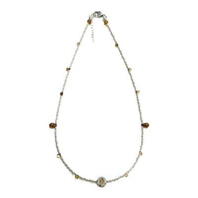 燕归橘颜简约小众捷克珠锁骨链