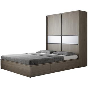 实木多层板榻榻米衣柜床一体小户型多功能1.35m储物1.2米儿童床