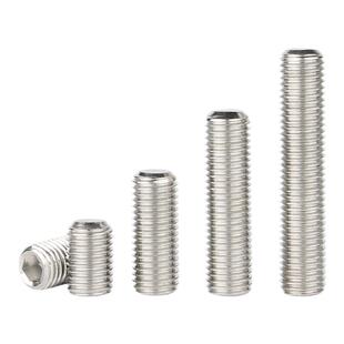304不锈钢细牙紧定螺钉凹端无头内六角螺丝平端紧定机米顶丝M8M10
