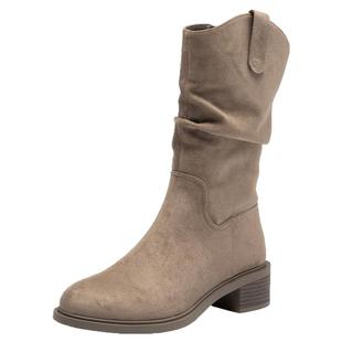 大东美拉德堆堆靴女2026新款秋冬靴子粗跟中筒靴复古西部牛仔短靴