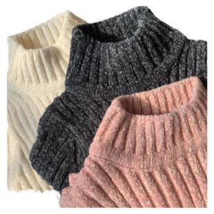 高低领雪尼尔童装毛衣儿童男童毛衣加厚保暖打底女童毛衣清仓特价