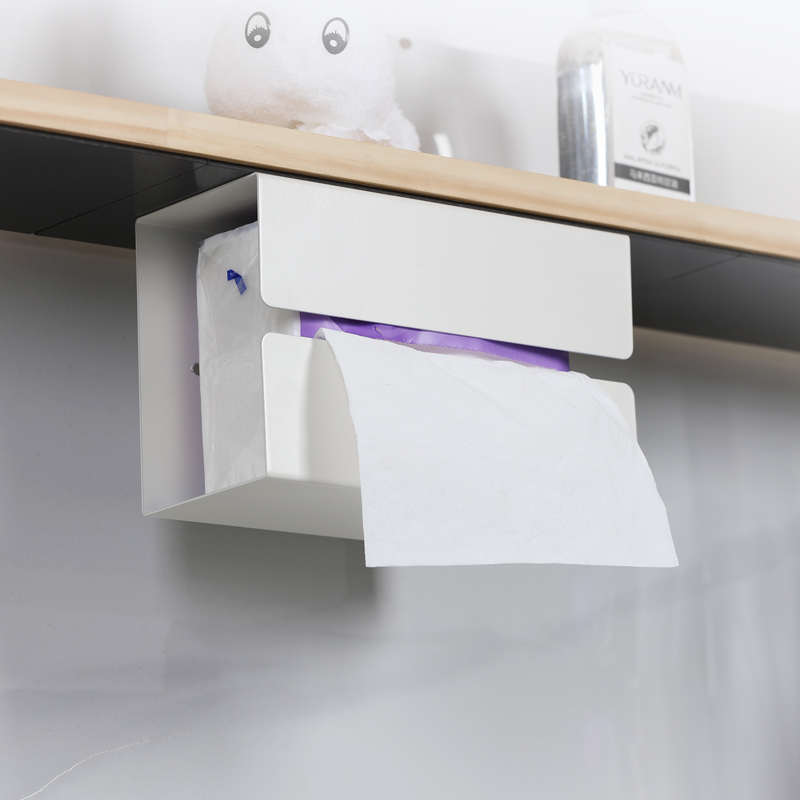镜柜下磁吸式洗脸巾盒柜底棉柔纸巾盒浴室壁挂置物架收纳盒大小号