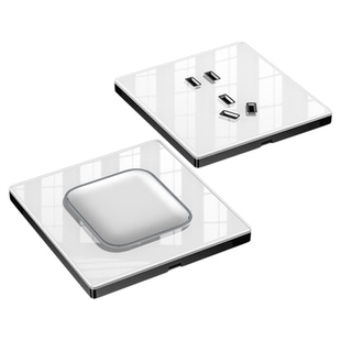 钢化玻璃开关插座带led指示灯点开关白色面板暗装一开五孔16A空调