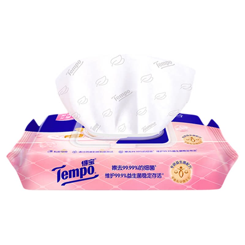 Tempo得宝黄油小熊益生菌女性湿厕纸加厚加大40片1/2/3包可冲散