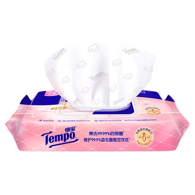 Tempo得宝黄油小熊益生菌女性湿厕纸加厚加大40片1/2/3/8包可冲散