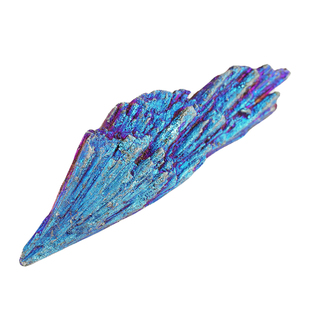 天然黑碧玺电镀蓝色原石摆件矿物标本不死鸟尾翼羽毛火焰电气石