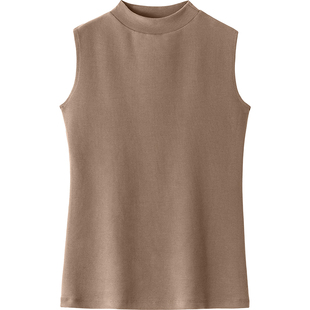 打底衫女2026新款高级感内搭可外穿中半高领近纯棉加厚无袖背心秋