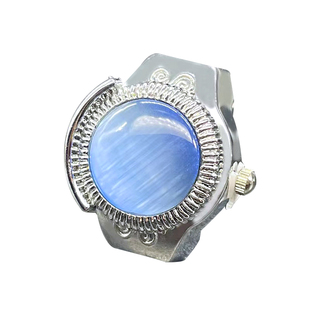 真的可以看时间牛奶纹猫眼宝石复古戒指手表小众蝴蝶翻盖石英时钟