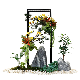 定制仿真花艺造景商场酒店橱窗装饰大型架构花艺新中式陈列景观