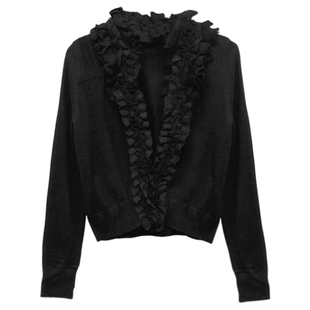 暗黑哥特风昭和复古vintage风格重工花边领针织开衫女