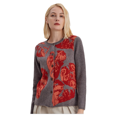 圣雪绒双面提花羊绒开衫加厚保暖