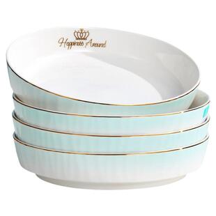 陶瓷碗家用2025新款轻奢金边时尚吃饭碗装菜盘子加厚防烫碗具单个