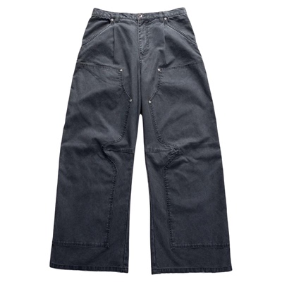 NOFAITH宽松B01水洗工装弯刀裤男秋季复古通勤阔腿休闲直筒法工裤